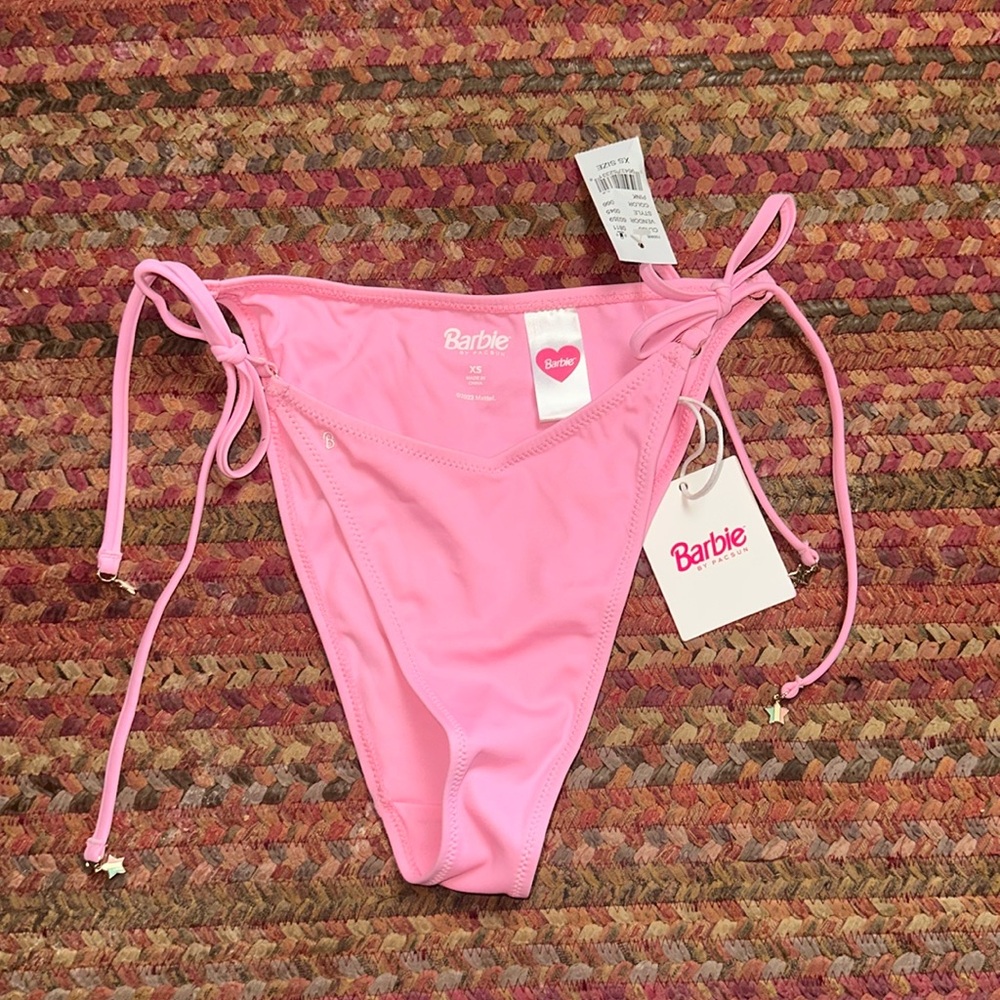 NWT MATTEL BARBIE x PAC SUN HIGH CUT SIDE TIE LIMITED EDITION BIKINI BOTTOM